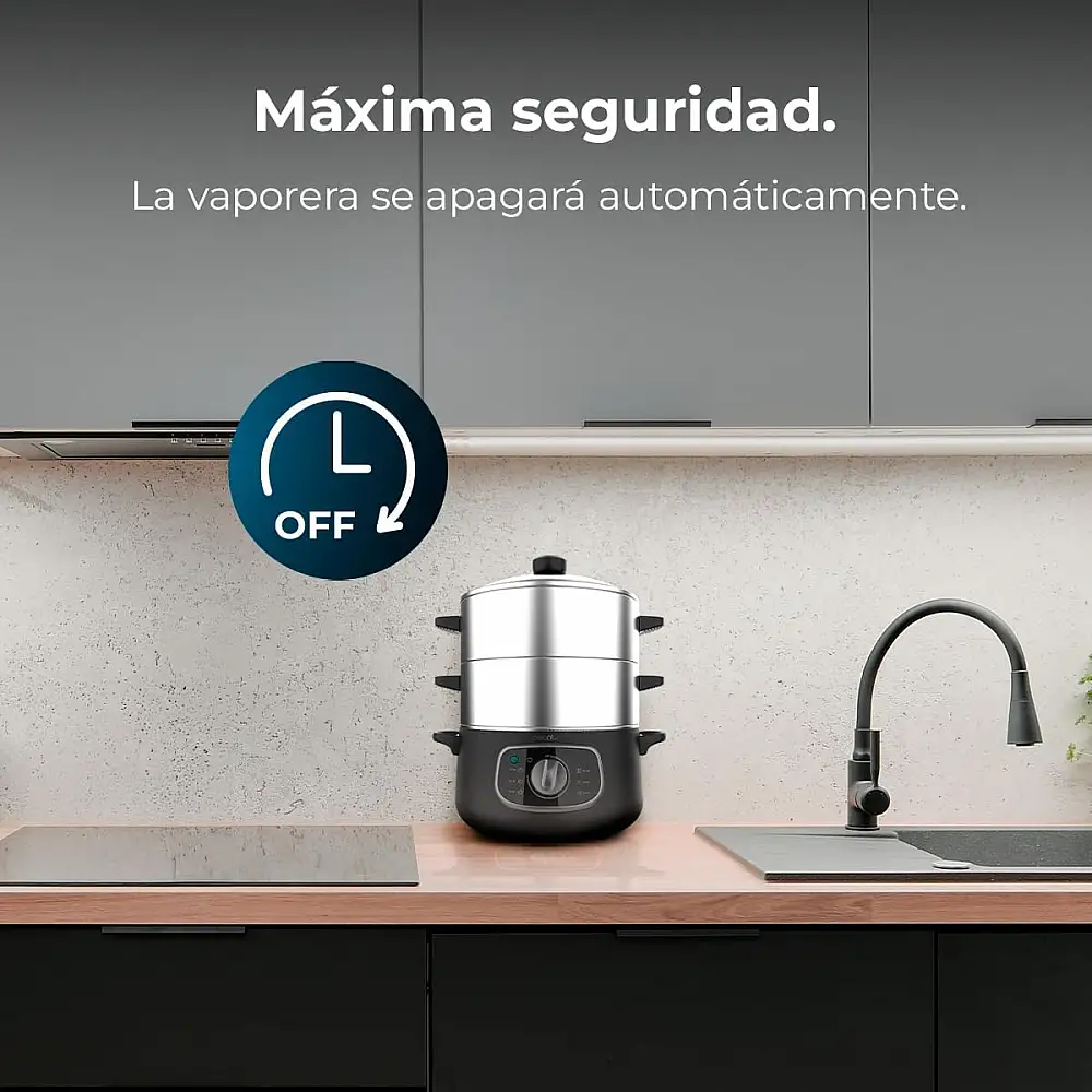 Ηλεκτρικός Ατμομάγειρας 1300W με 3 Δοχεία από Ανοξείδωτο Ατσάλι 10lt Vapovita SteelPot CEC-100072 Cecotec