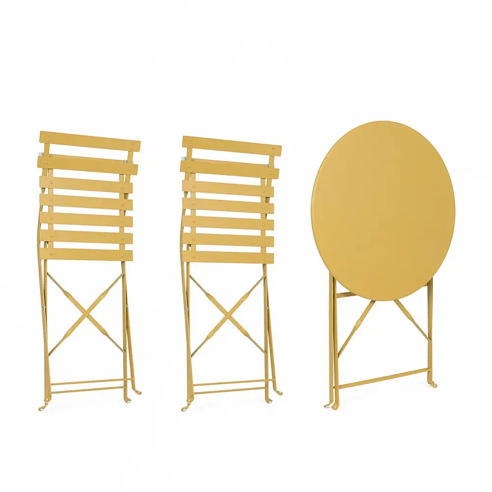 Shally Dogan Σετ 3 Τεμαχίων Κήπου Τραπέζι 2 Καρέκλες Μπιστρό Πτυσσόμενο Μοντέλο Παρίσι Μουστάρδα 02842247