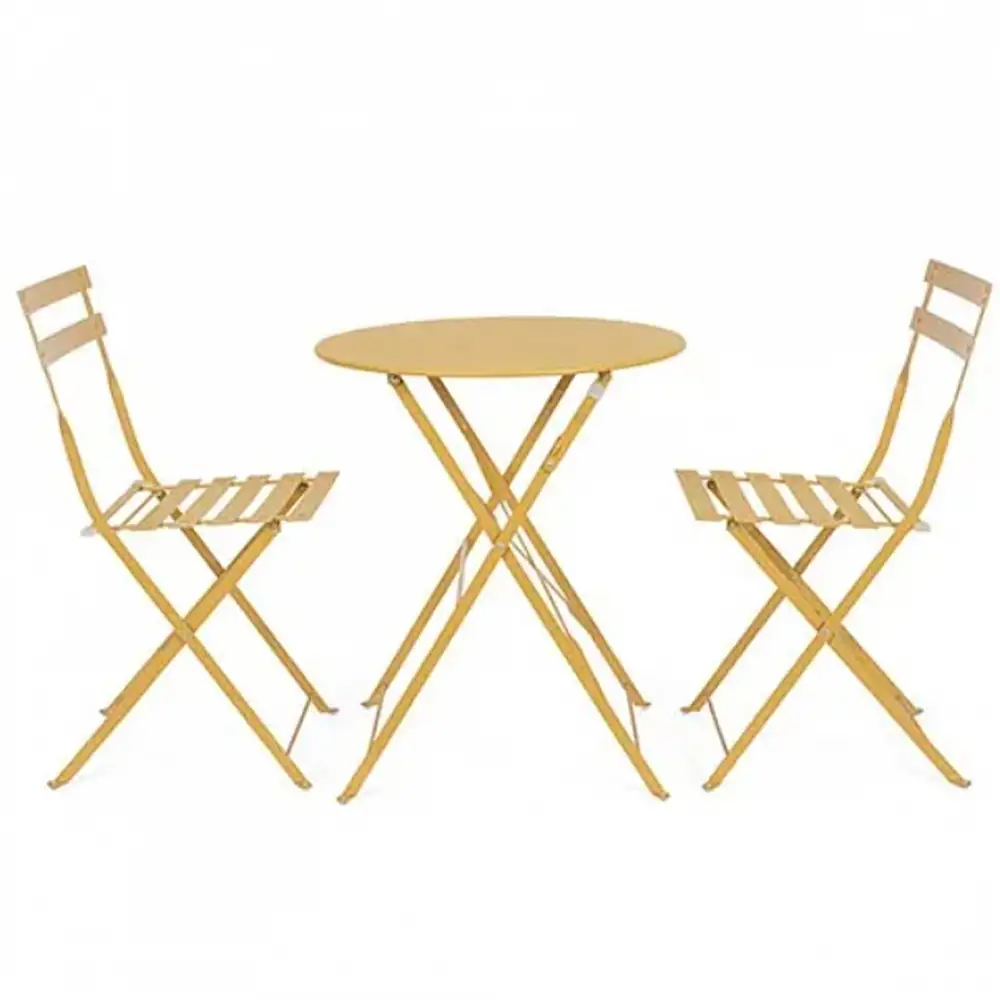 Shally Dogan Σετ 3 Τεμαχίων Κήπου Τραπέζι 2 Καρέκλες Μπιστρό Πτυσσόμενο Μοντέλο Παρίσι Μουστάρδα 02842247
