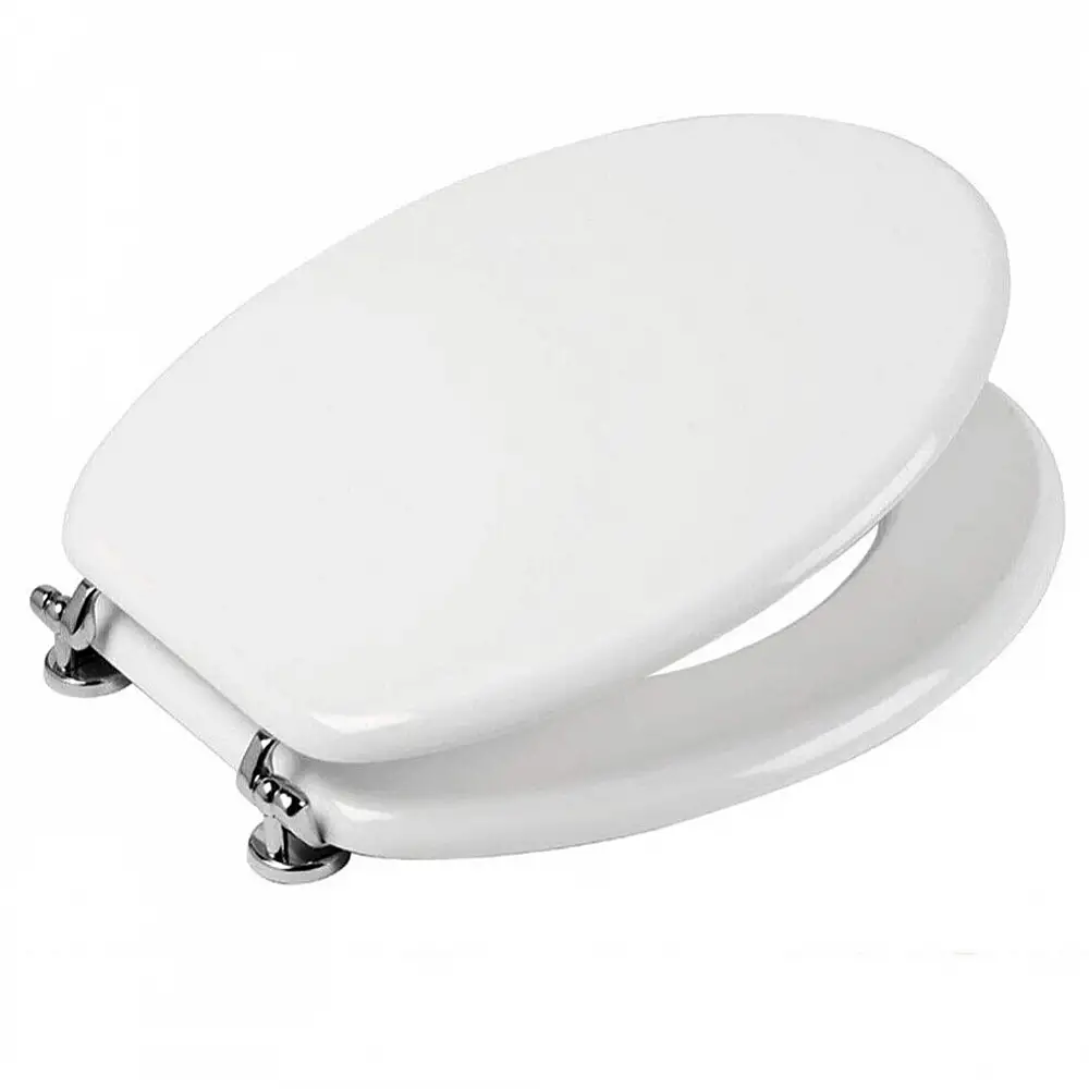 BAKAJI Καπάκι Τουαλέτας Οικουμενικό Καπάκι WC Ξύλινο MDF Λευκό Βαρύ Καπάκι Τουαλέτας 02841621