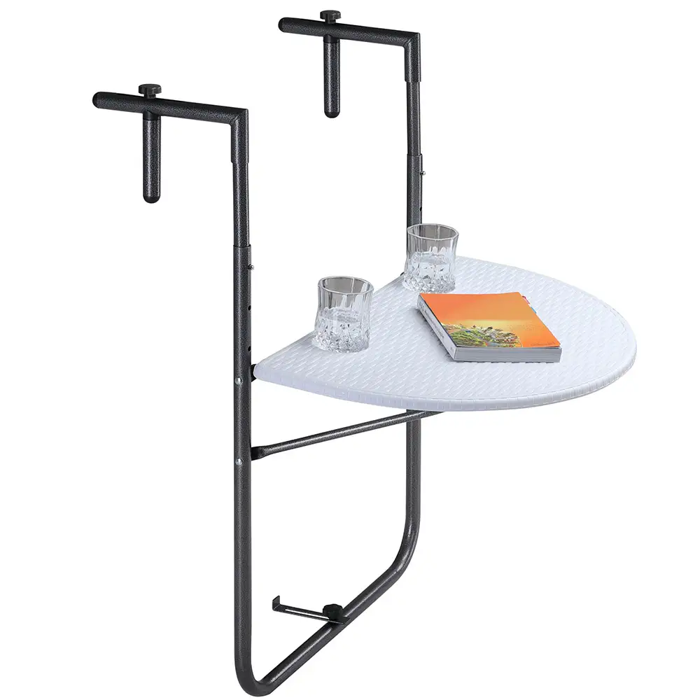 BAKAJI Τραπέζι Μπαλκονιού Πτυσσόμενο Μεταλλικό και Πολυρατάν Λευκό 02012776