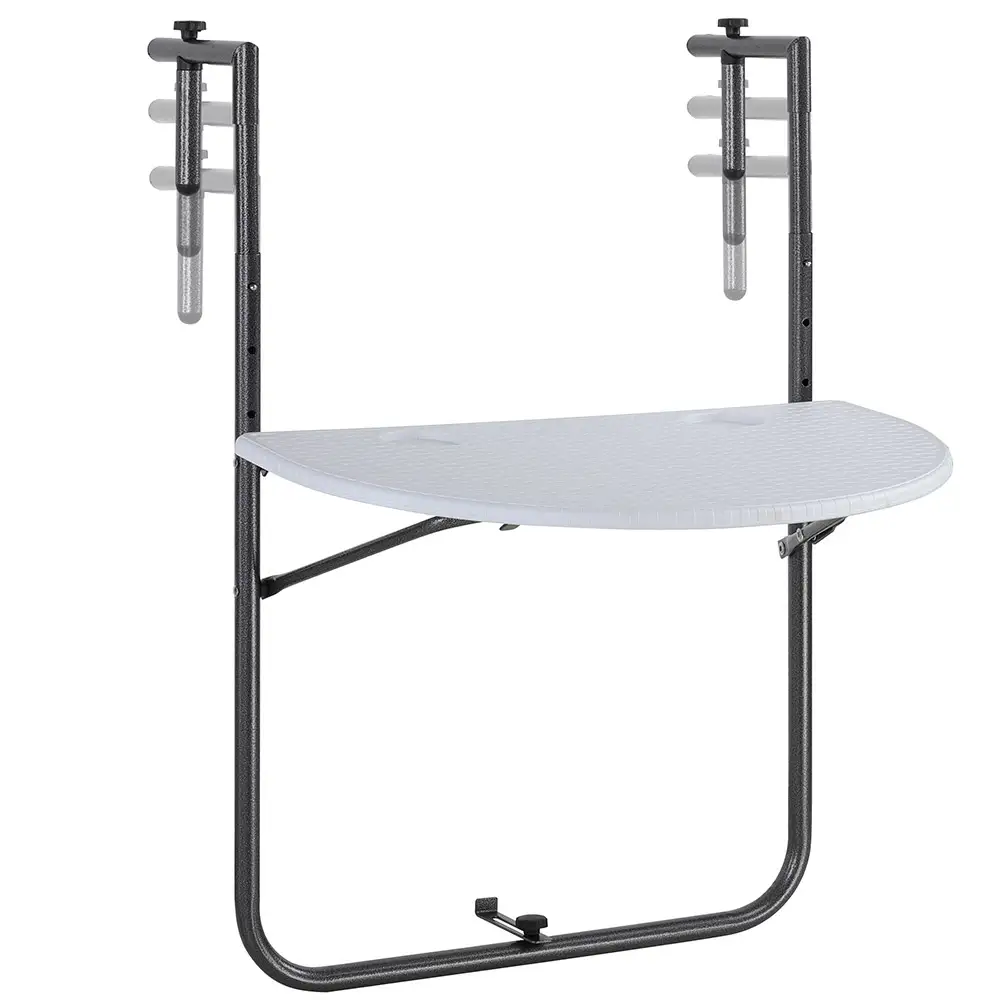 BAKAJI Τραπέζι Μπαλκονιού Πτυσσόμενο Μεταλλικό και Πολυρατάν Λευκό 02012776