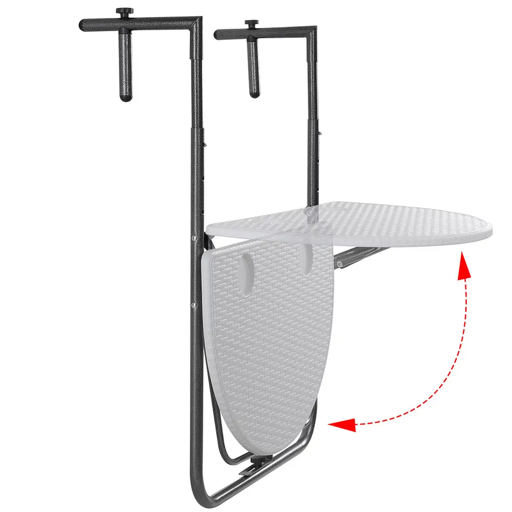 BAKAJI Τραπέζι Μπαλκονιού Πτυσσόμενο Μεταλλικό και Πολυρατάν Λευκό 02012776