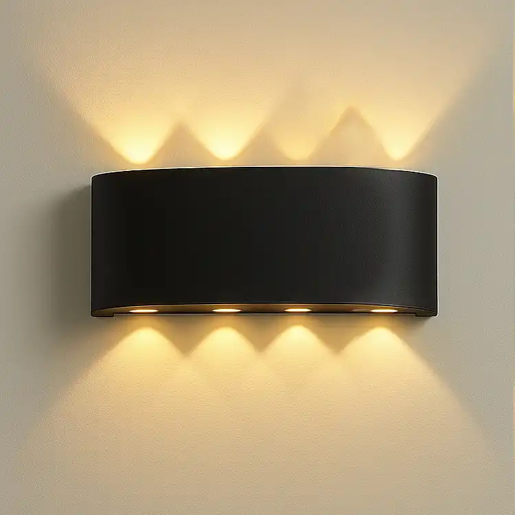 BAKAJI Απλίκα Τοίχου 8 LED Μαύρη με Θερμό Λευκό Φως 22x8x4cm 02842459