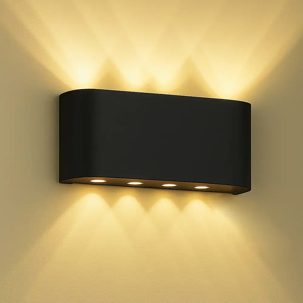 BAKAJI Απλίκα Τοίχου 8 LED Μαύρη με Θερμό Λευκό Φως 22x8x4cm 02842459