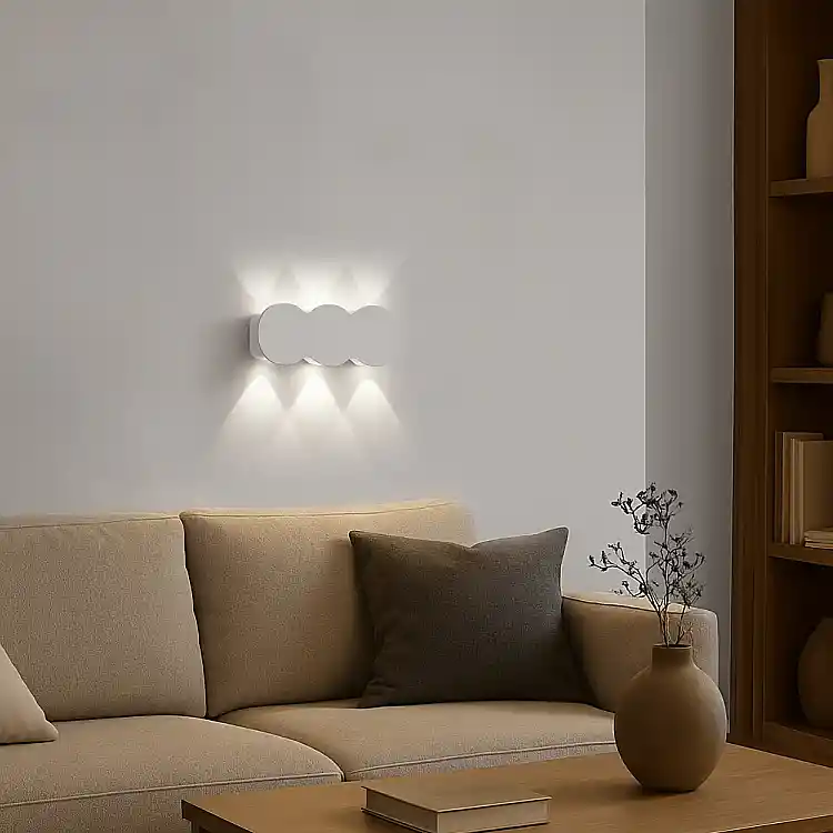 BAKAJI Απλίκα Τοίχου 6 LED Λευκή Λάμπα με Ψυχρό Λευκό Φως 15x8x3cm 02842438