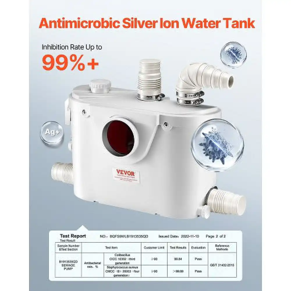 VEVOR Αντλία Μακερατέρ 500W για Τουαλέτα και Νιπτήρα Υπογείου MTJZBXWG500W68UQ8V2