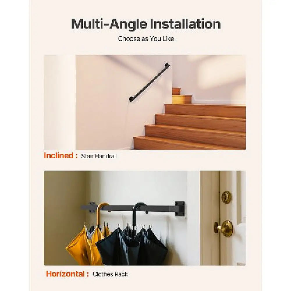 VEVOR Μαύρο Σιδερένιο Κουπαστό Τοίχου 1215mm BGSTZFGFS4FT52DQA001V0