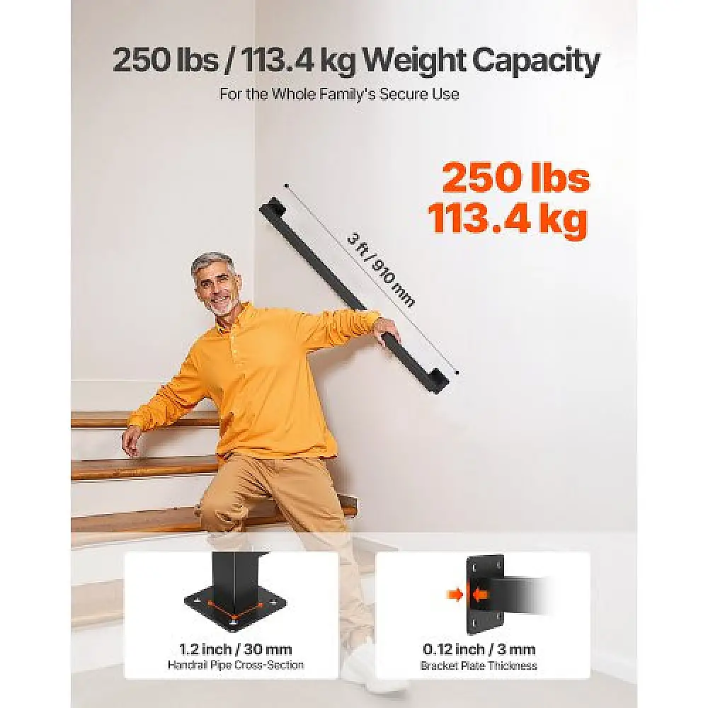 VEVOR Μαύρο Σιδερένιο Κουπαστό Τοίχου 1215mm BGSTZFGFS4FT52DQA001V0