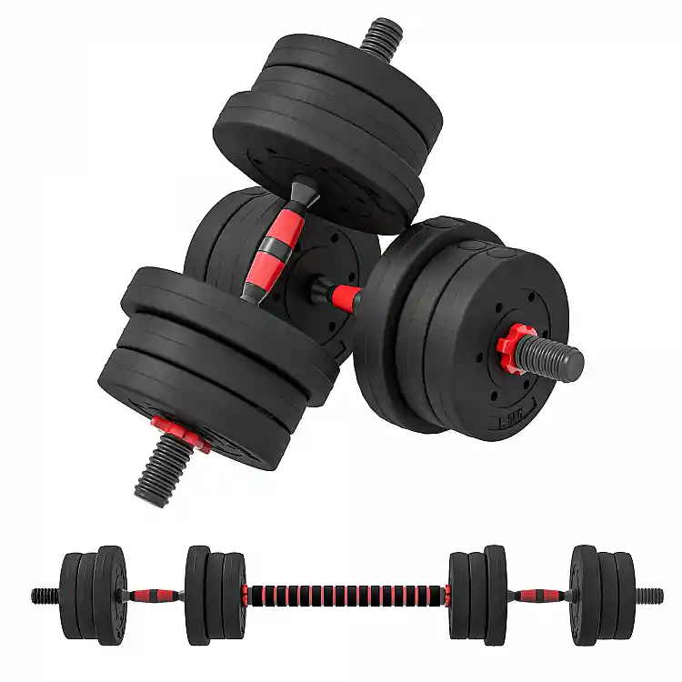 HOMCOM Σετ 2 Βάρη με 12 Δίσκους 20kg, Συνδετήρα, Ατσάλι, HDPE, Άμμο, Μαύρο A91-143V01BK