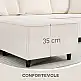 HOMCOM Τριθέσιος Καναπές με Χαμηλή Πλάτη, 241x153x83 εκ., Λευκό Κρεμ 83B-352V00CW