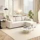 HOMCOM Τριθέσιος Καναπές με Χαμηλή Πλάτη, 241x153x83 εκ., Λευκό Κρεμ 83B-352V00CW