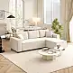 HOMCOM Τριθέσιος Καναπές με Χαμηλή Πλάτη, 241x153x83 εκ., Λευκό Κρεμ 83B-352V00CW
