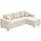 HOMCOM Τριθέσιος Καναπές με Χαμηλή Πλάτη, 241x153x83 εκ., Λευκό Κρεμ 83B-352V00CW