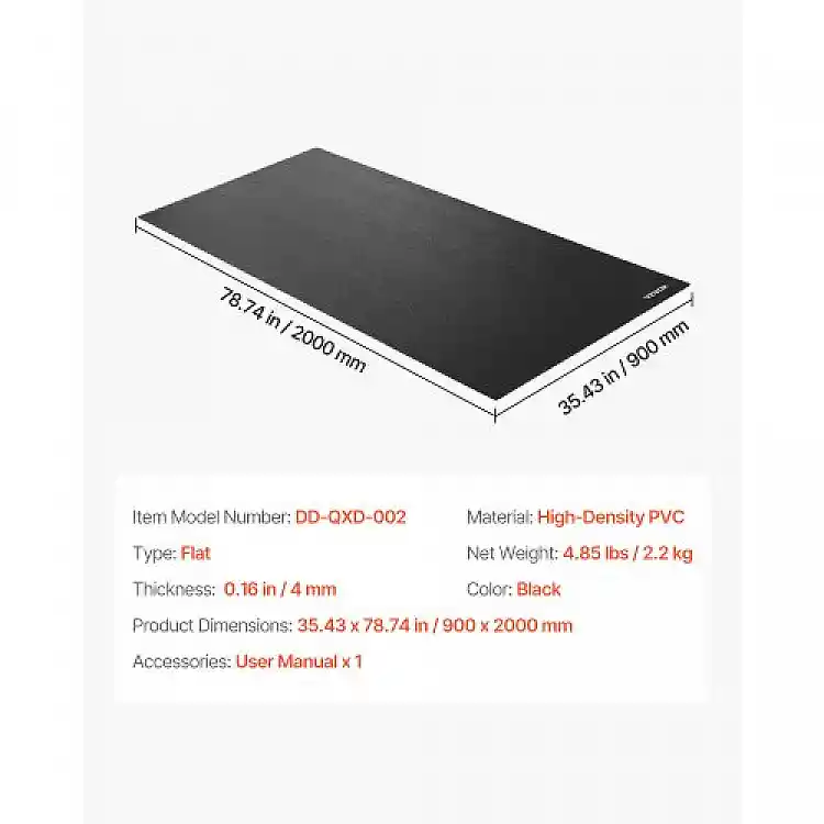 VEVOR Χαλάκι Διαδρόμου για Χαλί 4mm 900x2000mm Εξοπλισμός Άσκησης JSQCDPPSPVC3WIYAU001V0