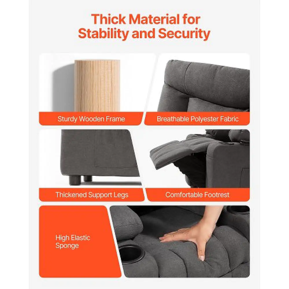 VEVOR Παιδική Πολυθρόνα Ξαπλώστρα με Θήκες και Ποτηροθήκες (Γκρι) ETTYBYKZS282CDAM5001V0