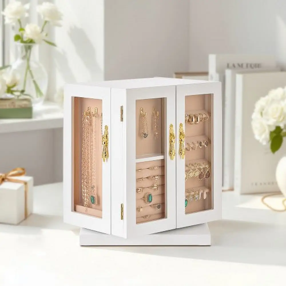 VEVOR Περιστρεφόμενη Κοσμηματοθήκη με 5 Συρτάρια Λευκή TSSSH1000011ESY72001V0