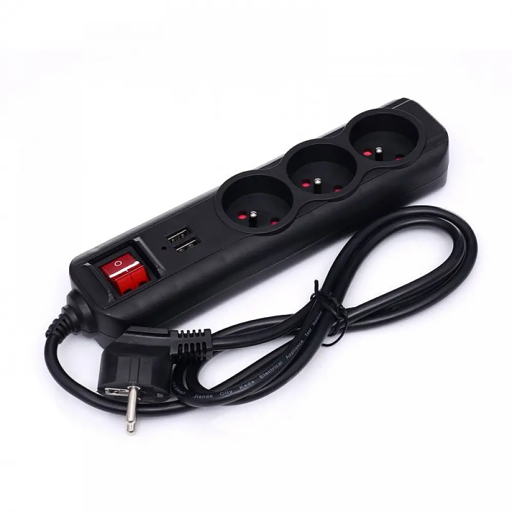 Πολύπριζο με 3 Υποδοχές & 2 Θύρες USB – 3m με Διακόπτη KD-4032 Kraft&Dele