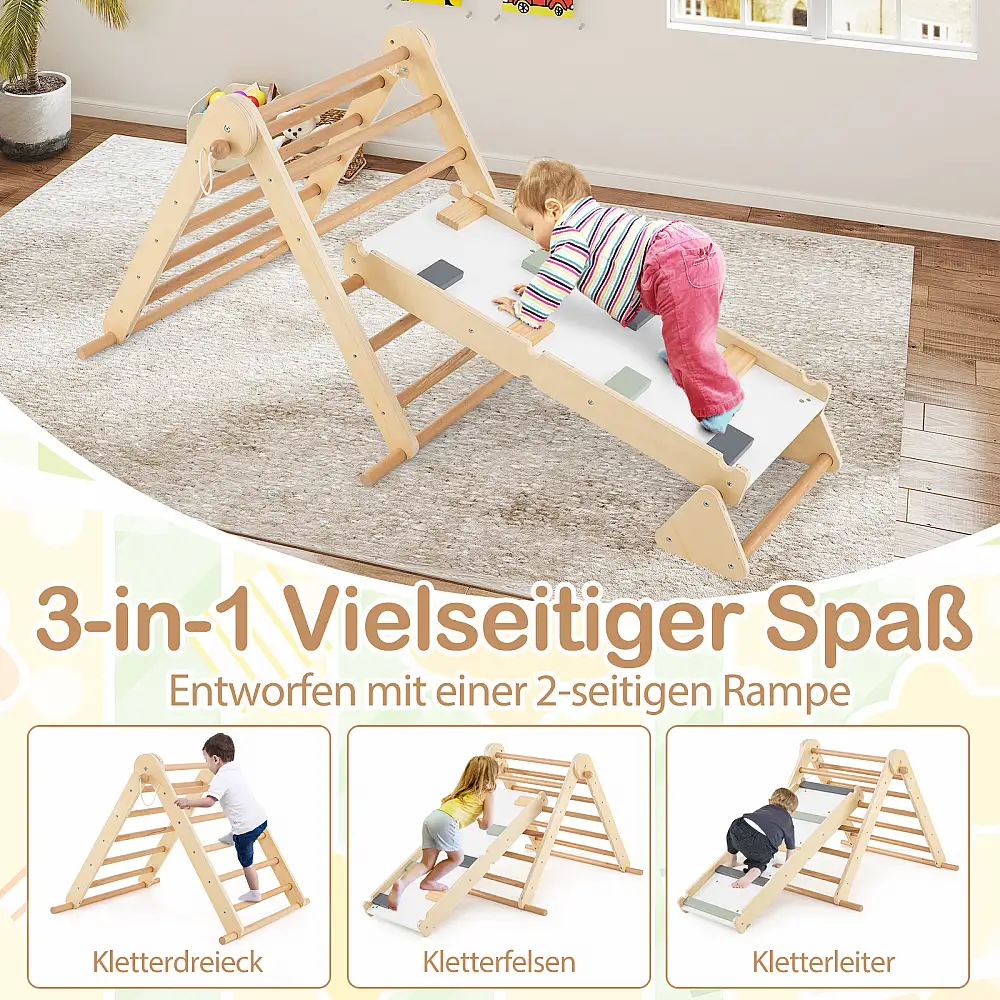 Costway Πτυσσόμενο Ξύλινο Καγιάκ με Τρίγωνο Αναρρίχησης και Σκάλα TP10322NA