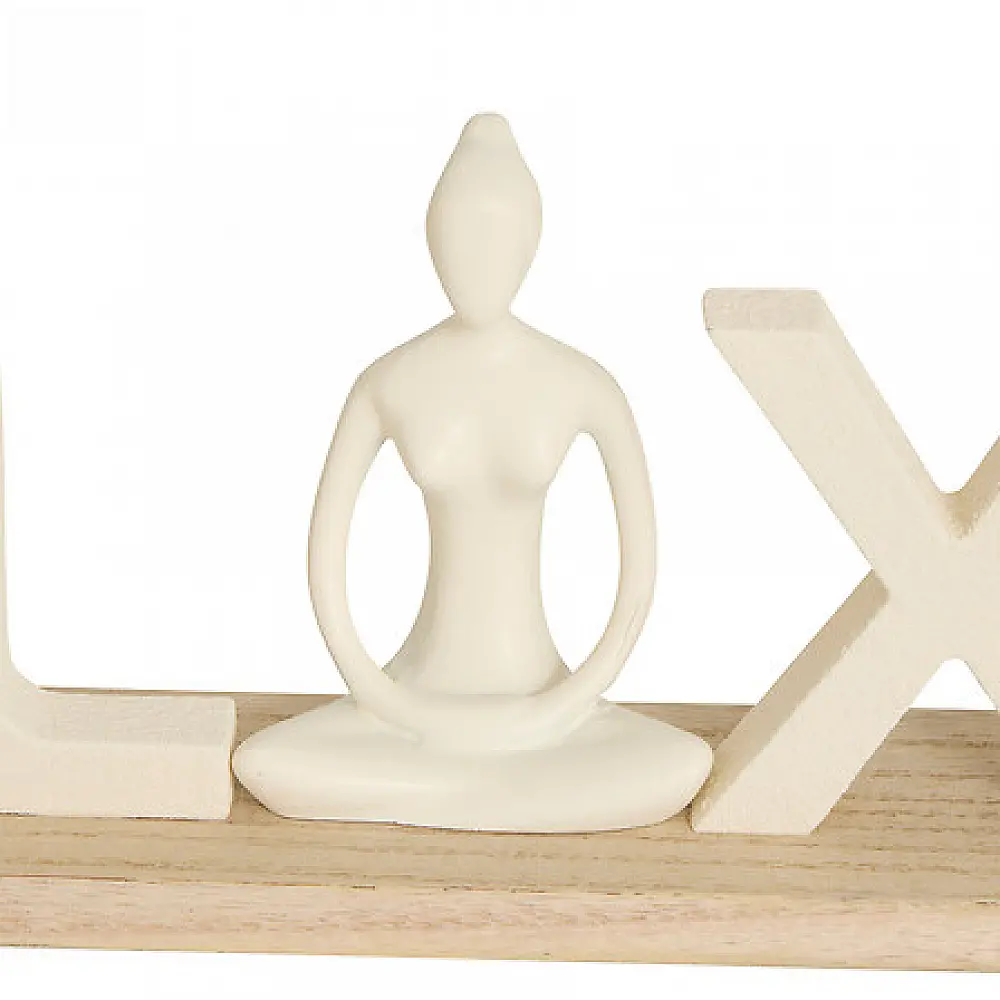 Atmosphera Διακοσμητικό Επιγραφή "Relax" με Φιγούρα Yoga Yogi – Μήκος 36 εκ. -Λευκό 211735-White