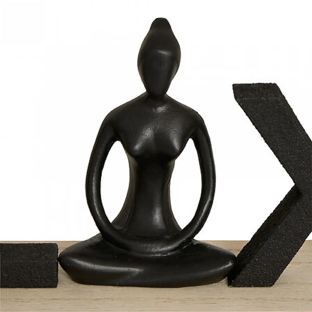 Atmosphera Διακοσμητικό Επιγραφή "Relax" με Φιγούρα Yoga Yogi – Μήκος 36 εκ. -Μαύρο 211735-Black