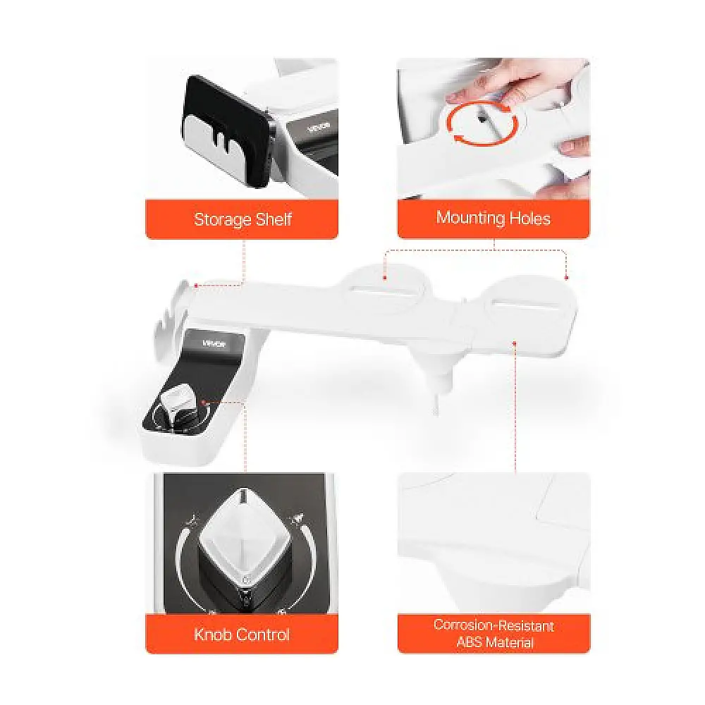 VEVOR Λεπτό Προσαρτώμενο Μπιντέ με Δύο Ρυθμιζόμενα Ακροφύσια ZYPZQJPZLSSPD23TA001V0