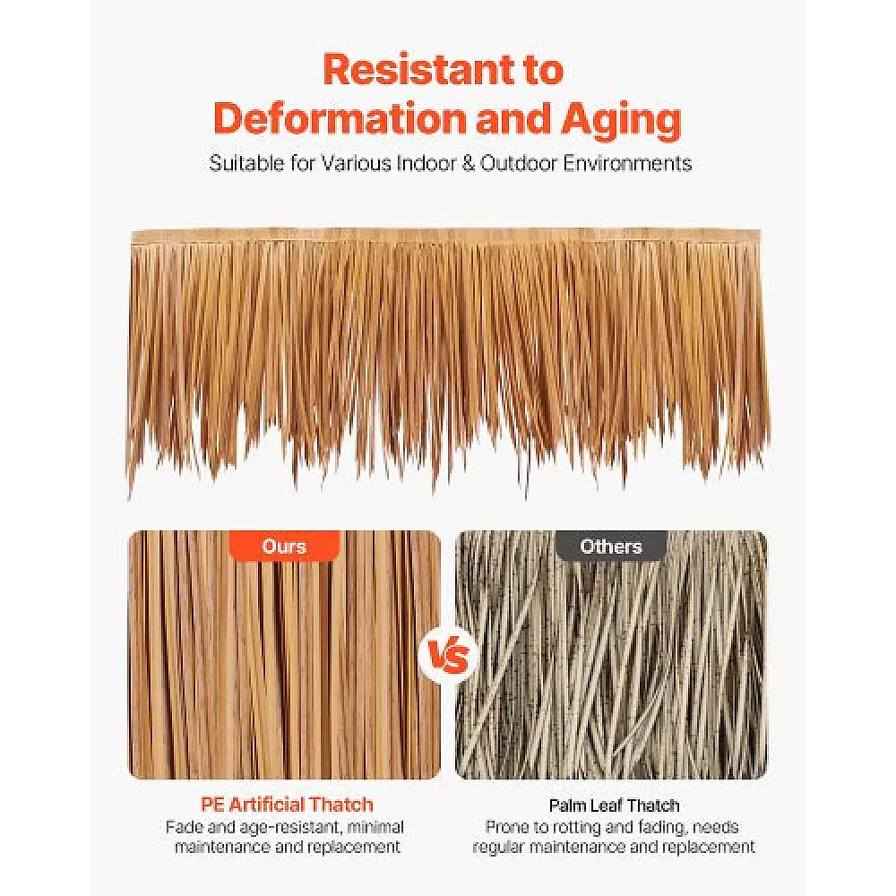 VEVOR Τεχνητή Καλαμωτή Σκεπή 1.3x3.2 ft για Μεξικάνικη Καλύβα Tiki MCWDPEWPK151B3699001V0