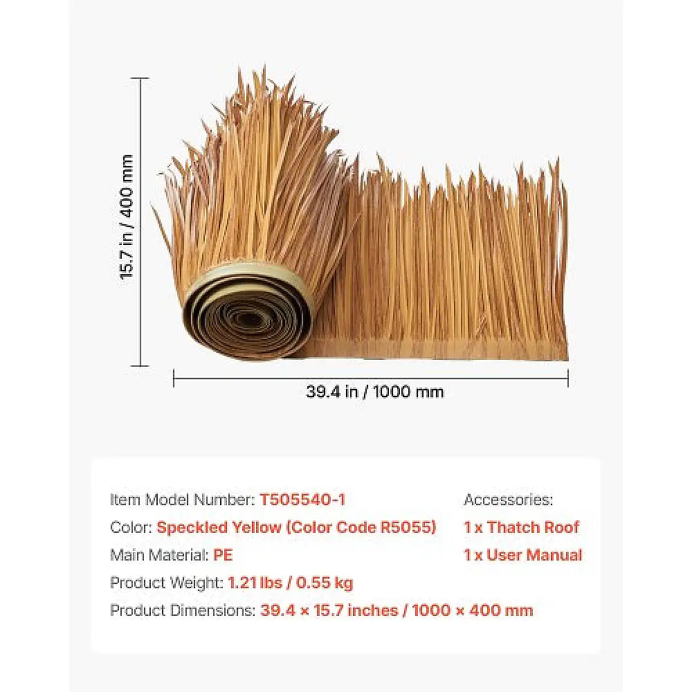 VEVOR Τεχνητή Καλαμωτή Σκεπή 1.3x3.2 ft για Μεξικάνικη Καλύβα Tiki MCWDPEWPK151B3699001V0
