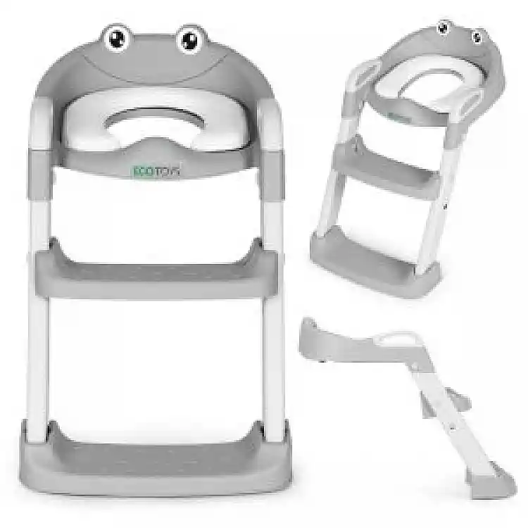 ECOTOYS Μειωτήρας τουαλέτας με Σκάλες και Σκαλοπάτι Γκρι PP8001-Grey