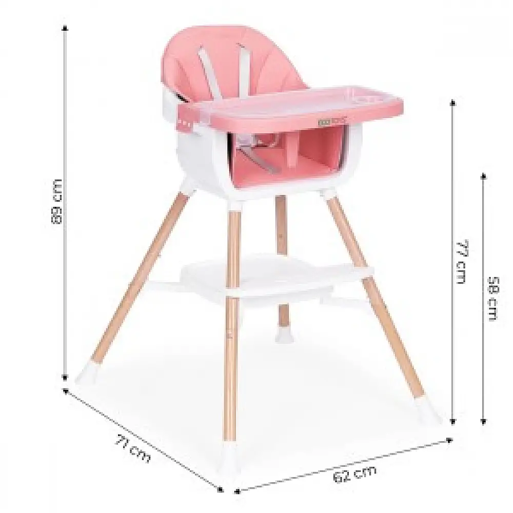 ECOTOYS Καρεκλάκι φαγητού για παιδιά 2 σε 1 ροζ HC508-Pink