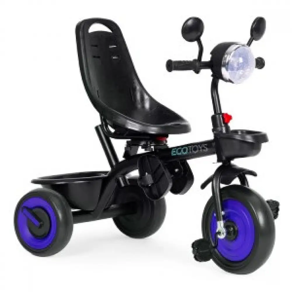 ECOTOYS Παιδικό τρίκυκλο καρότσι 3 σε 1 με περιστρεφόμενο κάθισμα και μπλε σκίαστρο WQL-066-51-Blue