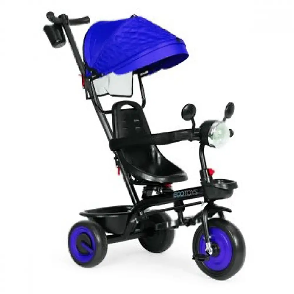 ECOTOYS Παιδικό τρίκυκλο καρότσι 3 σε 1 με περιστρεφόμενο κάθισμα και μπλε σκίαστρο WQL-066-51-Blue
