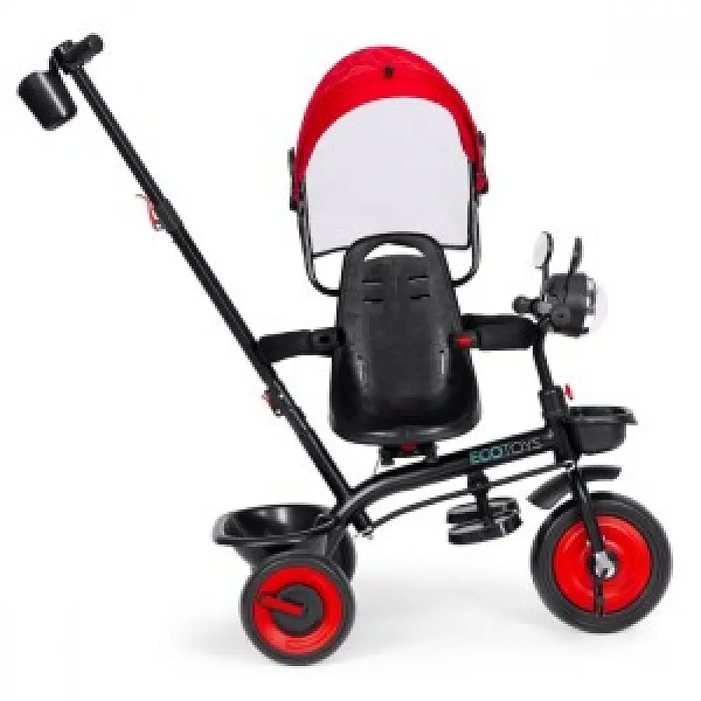 ECOTOYS Τρίκυκλο παιδικό καρότσι 3 σε 1 με περιστρεφόμενο κάθισμα και κόκκινη οροφή WQL-066-51-Red