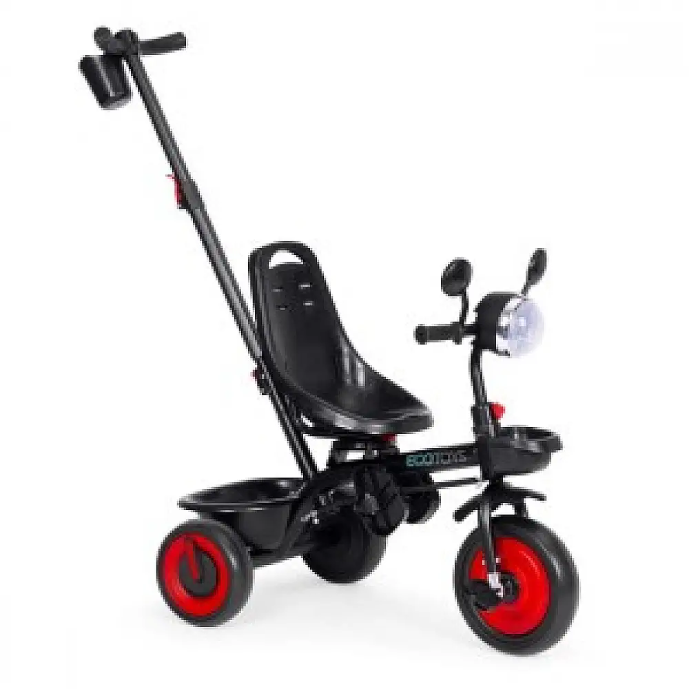 ECOTOYS Τρίκυκλο παιδικό καρότσι 3 σε 1 με περιστρεφόμενο κάθισμα και κόκκινη οροφή WQL-066-51-Red