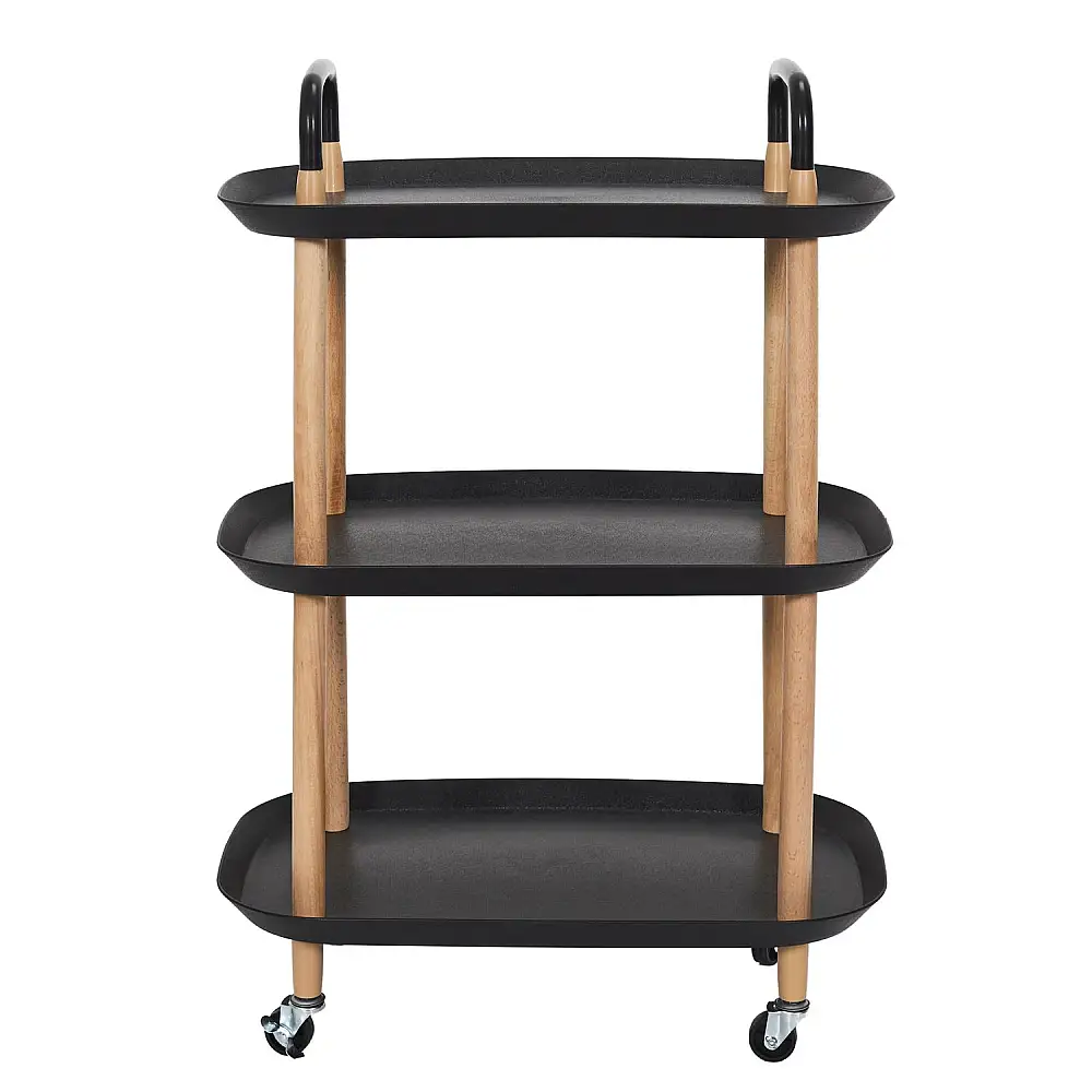 Τροχήλατο Ντουλάπι Αποθήκευσης Κουζίνας - Τρόλει 56 x 81 x 35,5cm - Μαύρο HD0439 Home Deco Factory