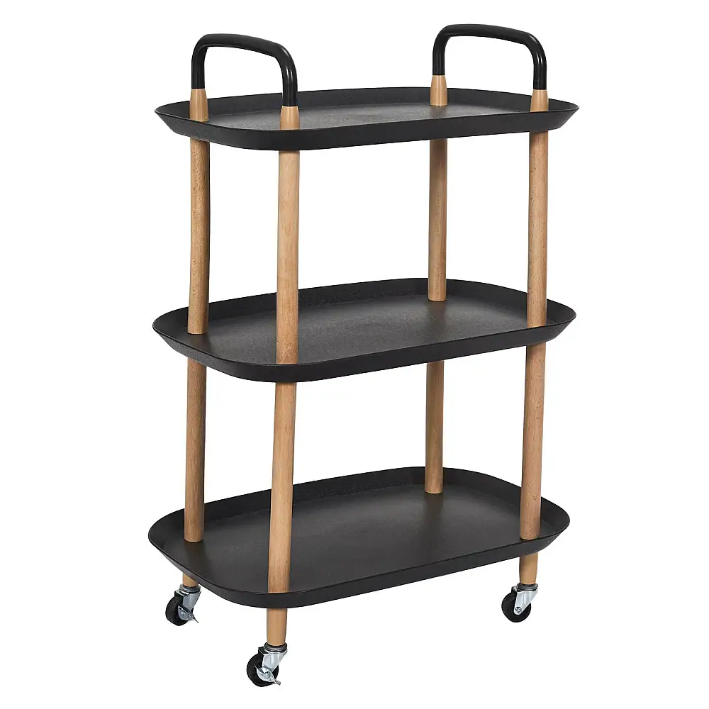 Τροχήλατο Ντουλάπι Αποθήκευσης Κουζίνας - Τρόλει 56 x 81 x 35,5cm - Μαύρο HD0439 Home Deco Factory