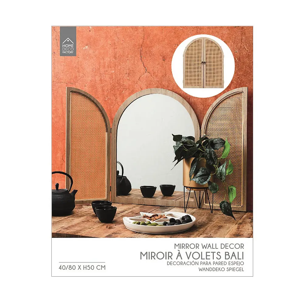 Καθρέφτης Τοίχου με Παντζούρια 40 x 50 x 1,5cm - Φυσικό Ξύλο HD0448 Home Deco Factory