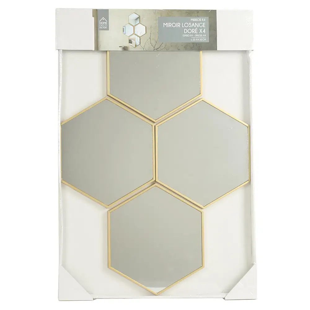 Διακοσμητικοί Καθρέφτες Σετ 4 Τεμαχίων 23 x 20 x 1,1 cm – Diamond Gold HD0459 Home Deco Factory