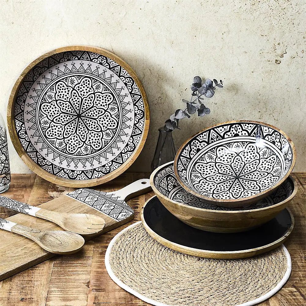 Μπολ από Ξύλο Μάνγκο Dune Μαύρο – 33cm KA0571 Home Deco Factory