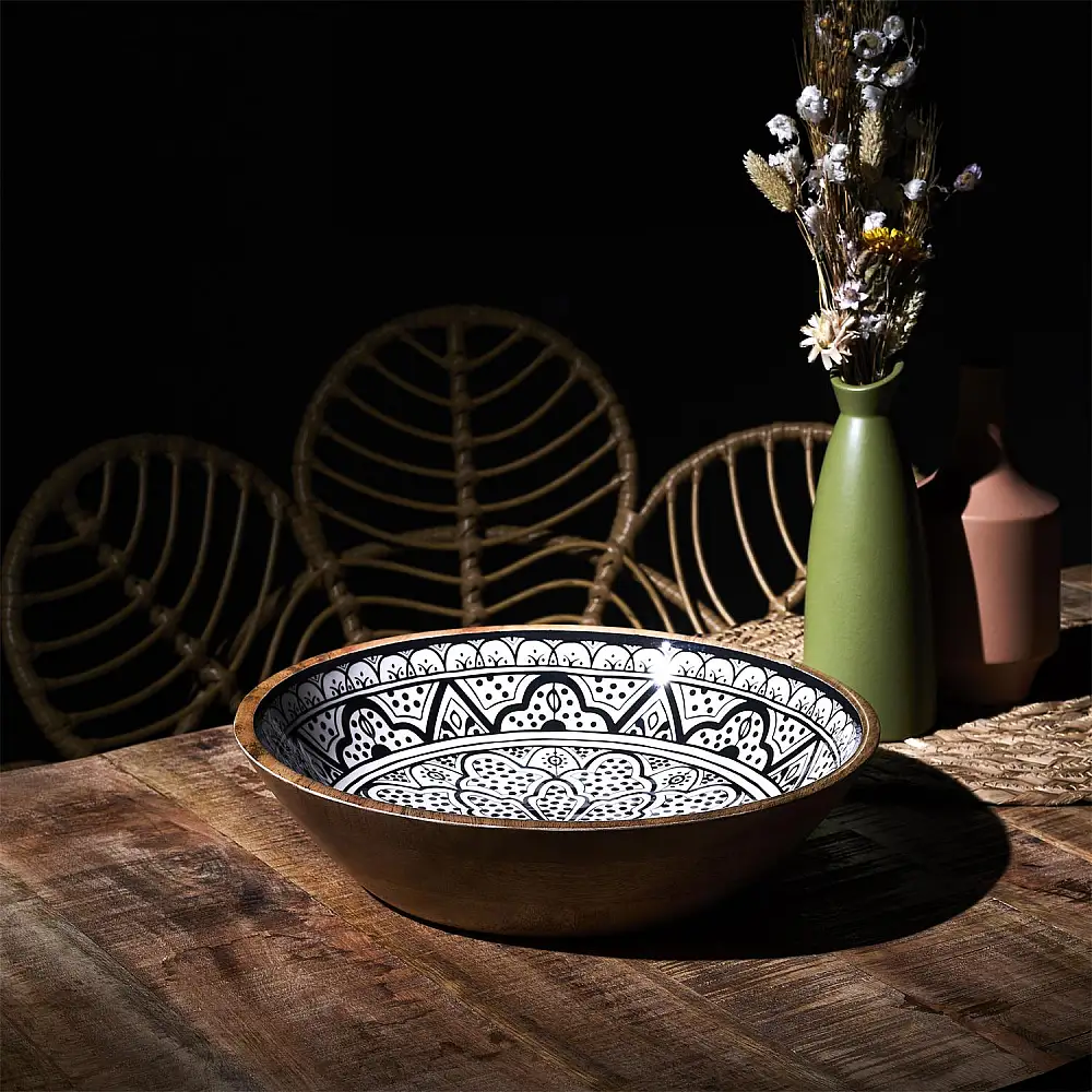 Μπολ από Ξύλο Μάνγκο Dune Μαύρο – 33cm KA0571 Home Deco Factory