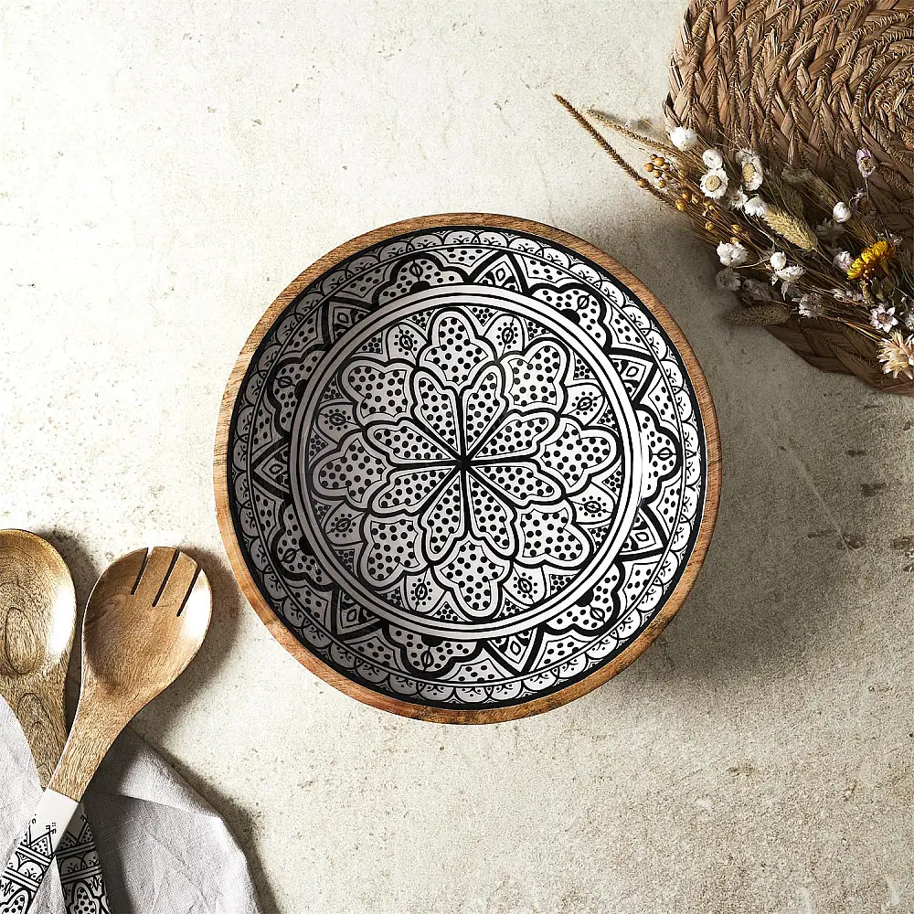 Μπολ από Ξύλο Μάνγκο Dune Μαύρο – 33cm KA0571 Home Deco Factory