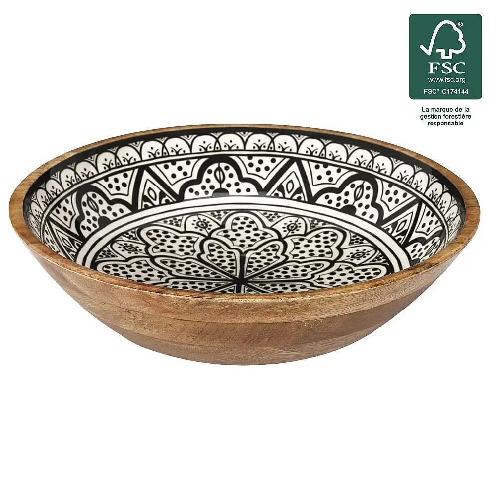 Μπολ από Ξύλο Μάνγκο Dune Μαύρο – 33cm KA0571 Home Deco Factory