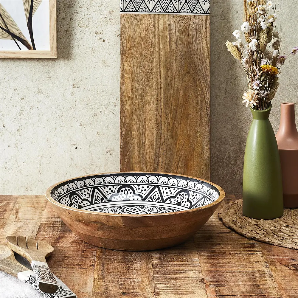 Μπολ από Ξύλο Μάνγκο Dune Μαύρο – 33cm KA0571 Home Deco Factory
