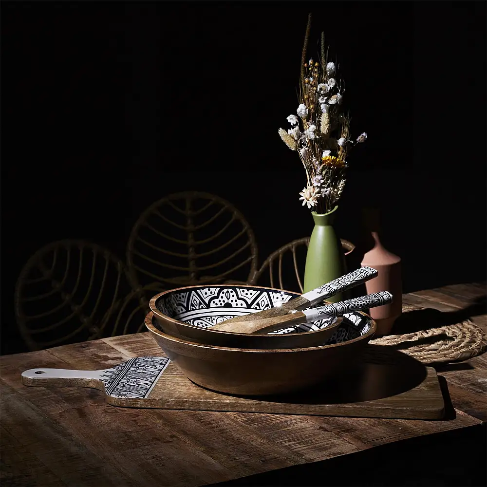 Μπολ από Ξύλο Μάνγκο Dune Μαύρο – 33cm KA0571 Home Deco Factory