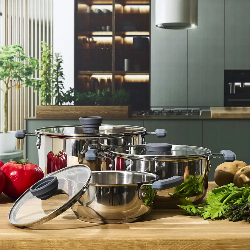 Σετ Κατσαρολών All-in-One X3 Easy Storage 17/21/25cm - Inox KC5228 Cook Concept