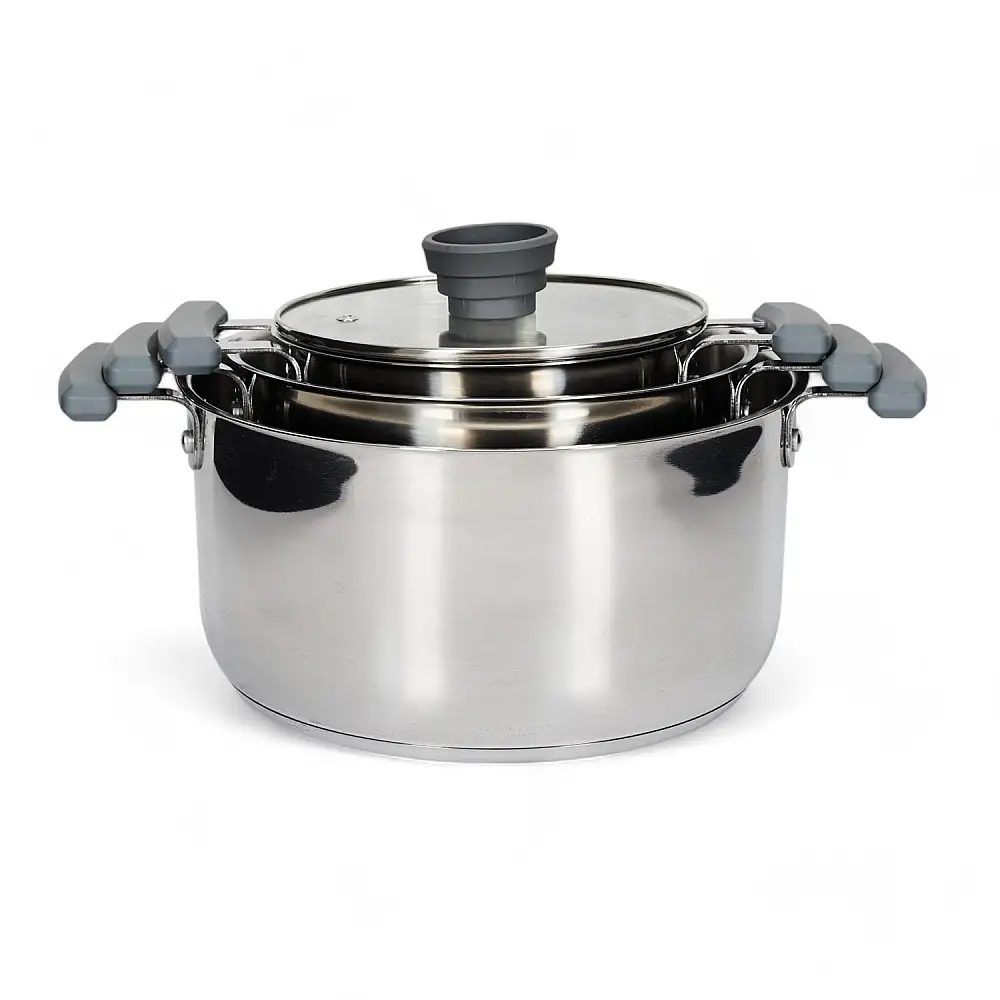 Σετ Κατσαρολών All-in-One X3 Easy Storage 17/21/25cm - Inox KC5228 Cook Concept