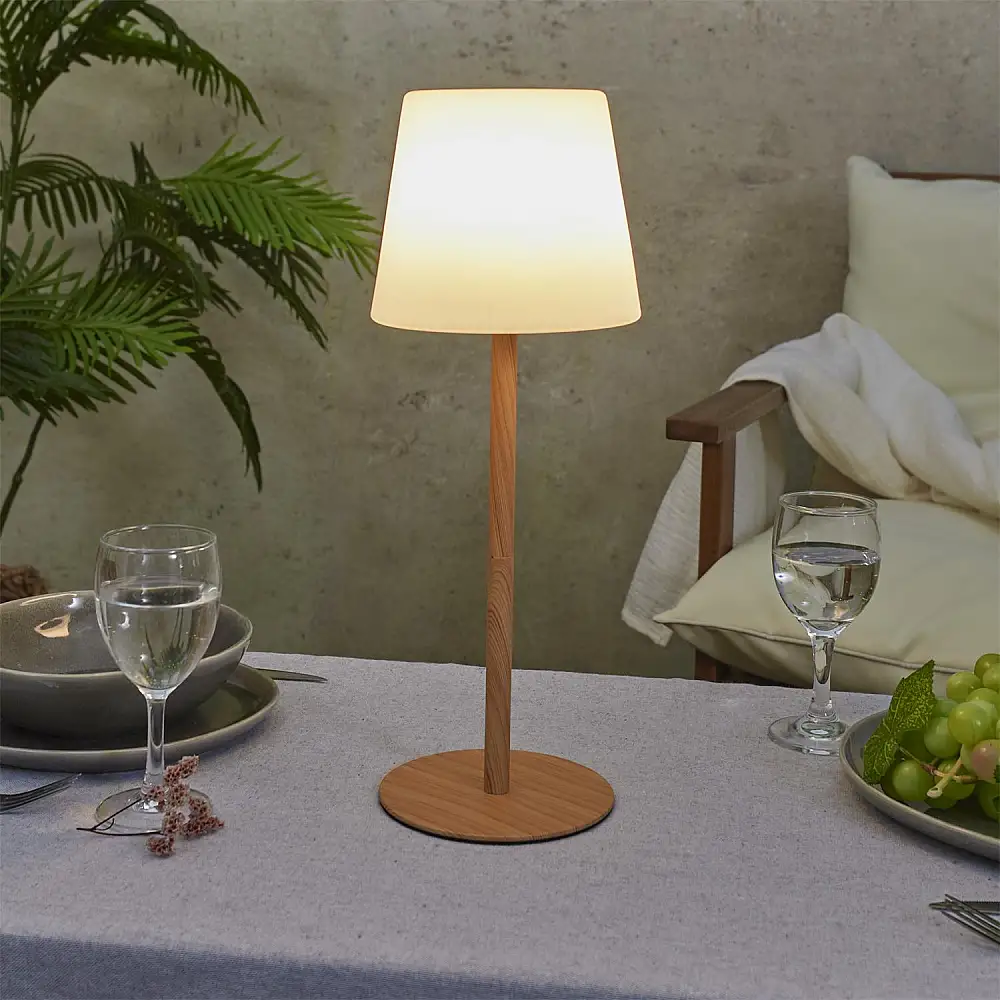 Επαναφορτιζόμενο Φωτιστικό με Εφέ Ξύλου - 15 x 40 x 15 cm Λευκό LA0095 Home Deco Factory