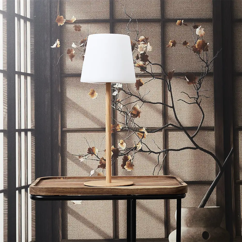 Επαναφορτιζόμενο Φωτιστικό με Εφέ Ξύλου - 15 x 40 x 15 cm Λευκό LA0095 Home Deco Factory