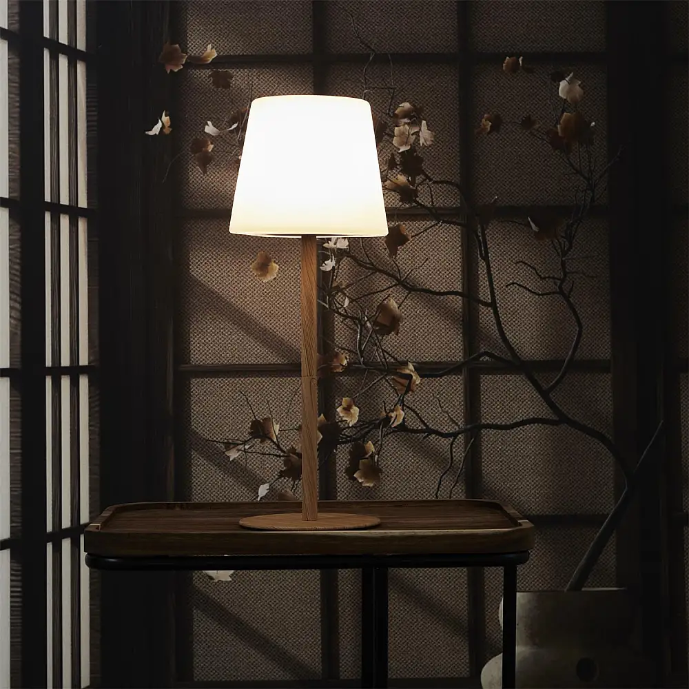 Επαναφορτιζόμενο Φωτιστικό με Εφέ Ξύλου - 15 x 40 x 15 cm Λευκό LA0095 Home Deco Factory