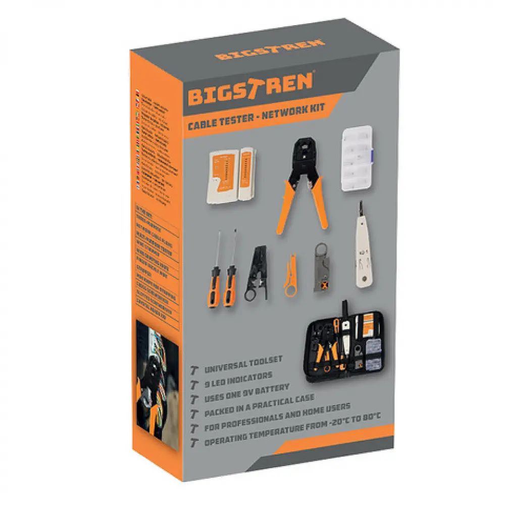 Bigstren Σετ Εργαλείων Δικτύου XXL με RJ45/RJ11 Τεστ Καλωδίων 25835